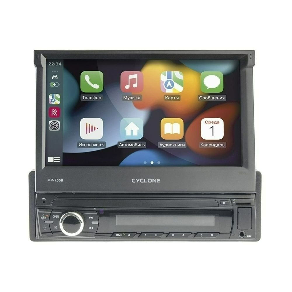 Автомобільна мультимедійна система Cyclone MP-7056 1 DIN 7" IPS CarPlay Android Auto НФ-00001634 фото