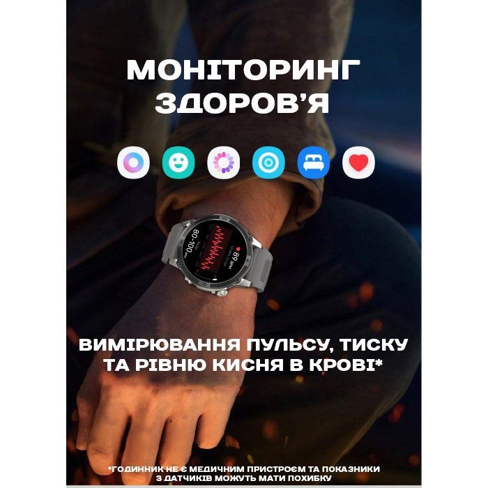 Смарт-годинник чоловічий North Edge GPS Smart Titan Black, 2 ремінці 2585 фото